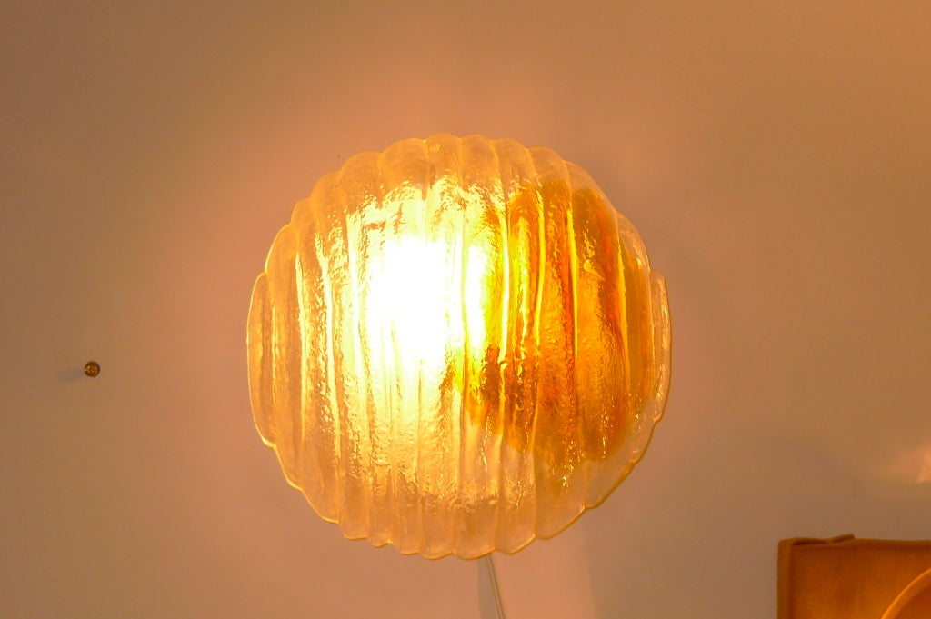 Mid-20th Century Textured Glass Sconce or Flushmount by Mazzega