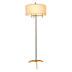 1950's French Floor Lamp with Brass Tripod Feed