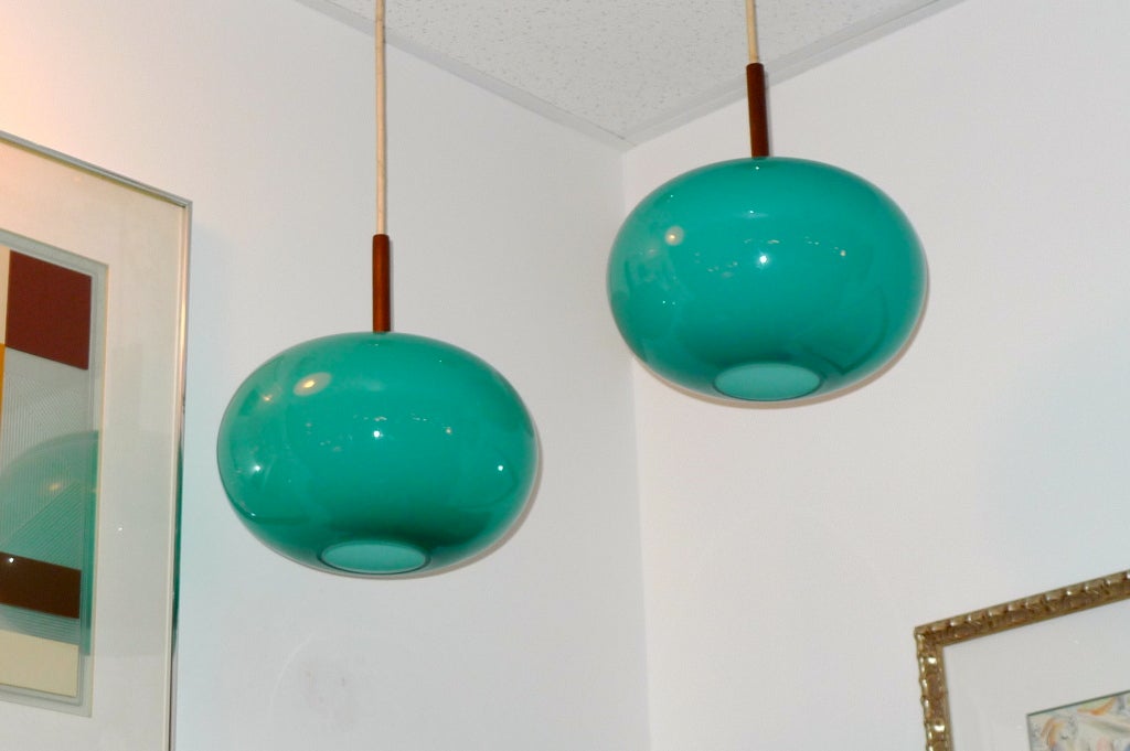 turquoise glass pendant light