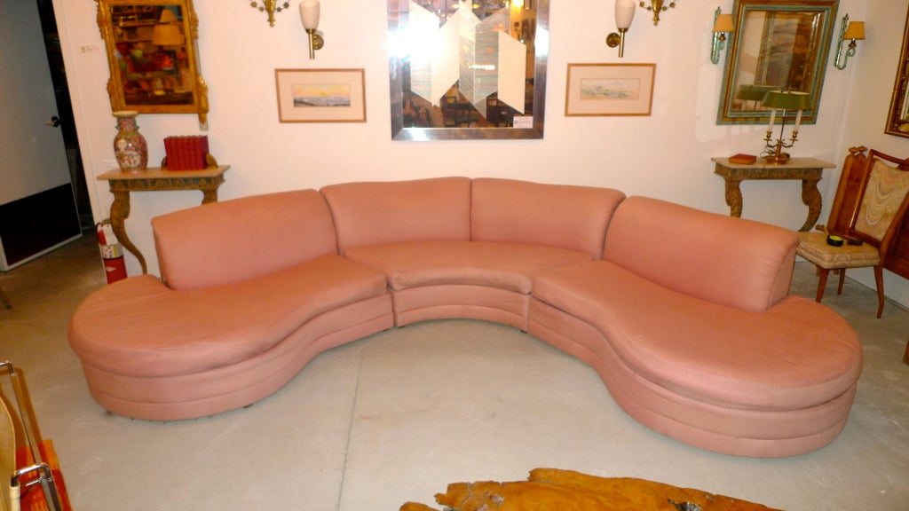 Diva-licious uber glam three piece curved sectional sofa designed by Adrian Pearsall for Comfort Designs circa 1973.

Comfort Designs was the company Adrian Pearsall formed after leaving Craft Associates which he had sold to Lane Furniture ~1968. 