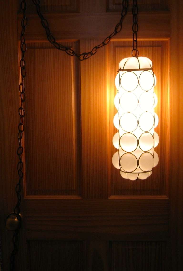 Elongated Murano Caged Bubble Glass Pendant 1