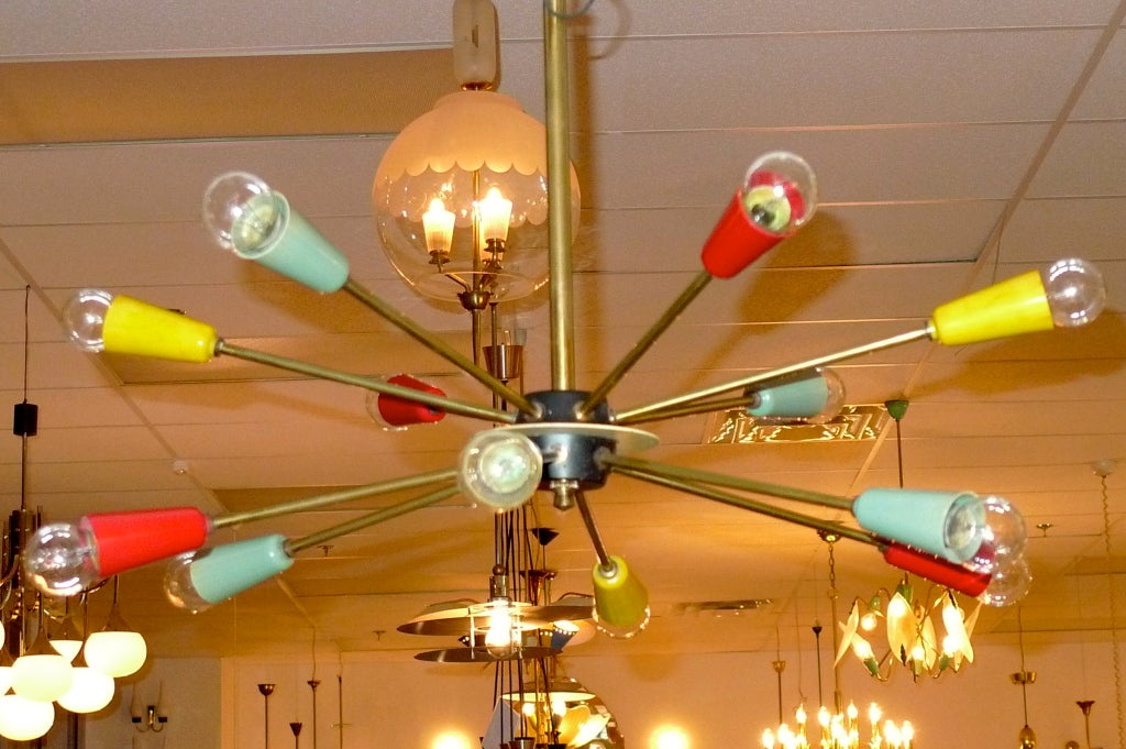French 1950's Sputnik Chandelier In Excellent Condition In Hanover, MA