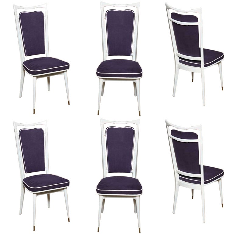 Set of 6 French Art Deco Dining Chairs For Sale