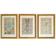 Tres láminas enmarcadas de "L'ornement Polychrome" Editado por Racinet