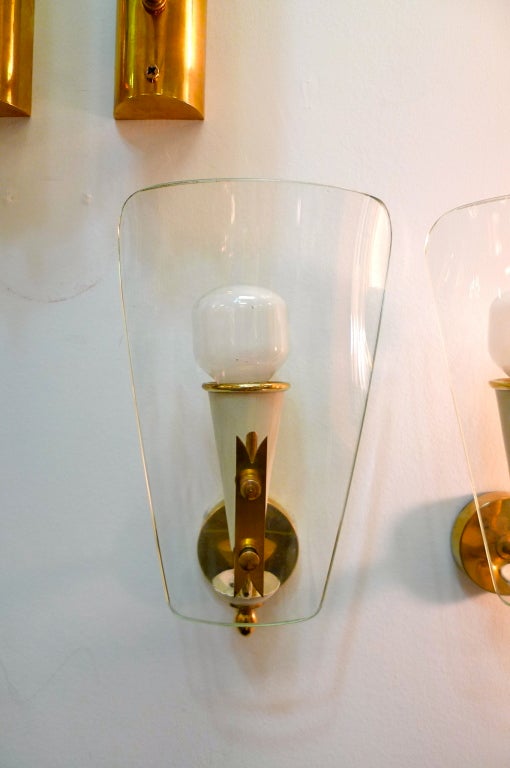 Pair of Petite Italian Bent Glass Sconces For Sale 1