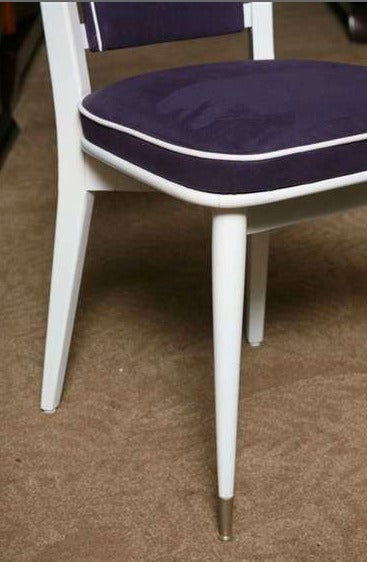 Upholstery Set of 6 French Art Deco Dining Chairs For Sale