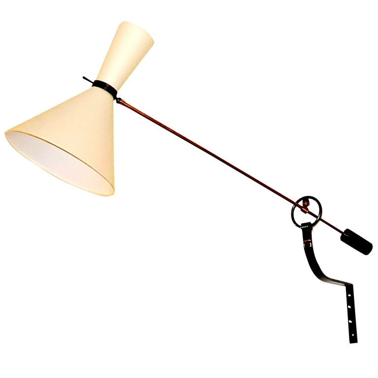 Massive French Counterbalance Wall Light Edited by Lunel For Sale