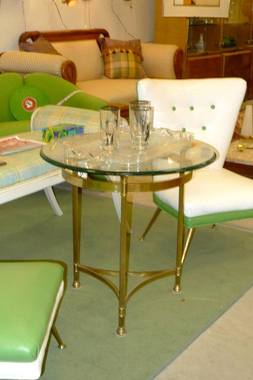 LaBarge Brass Hexagonal Glass Top High Table with Cloven Feet 3