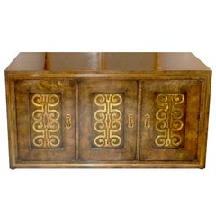 Mastercraft Credenza in Brass Decorated Carpathian Elm