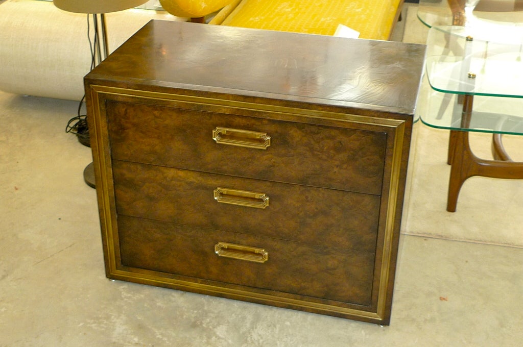 Pair of Mastercraft 3 Drawer Chests in Brass and Carpathian Elm 2