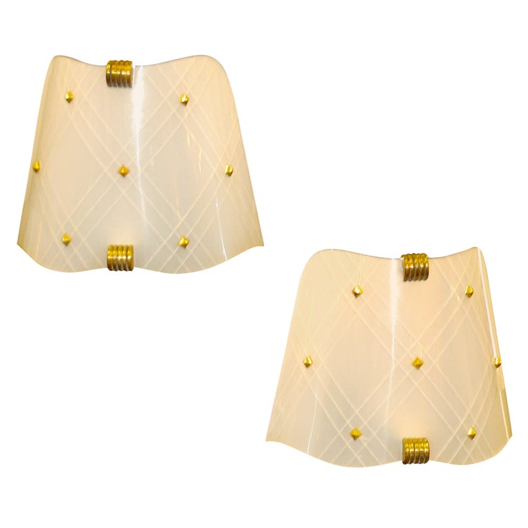 French Moderne Plexi Sconces (4 x) For Sale