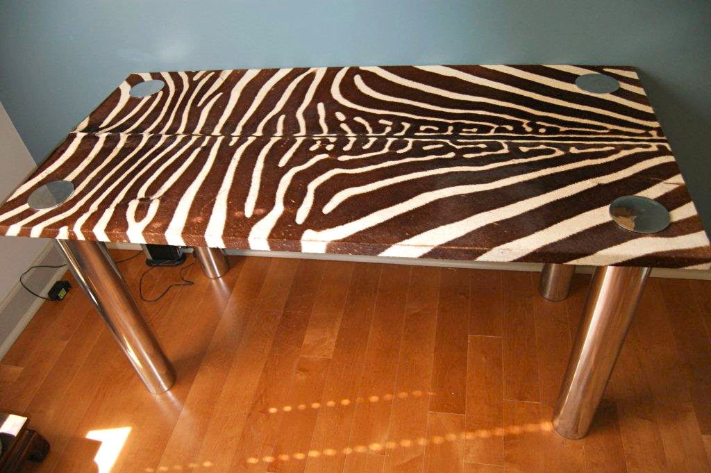 Karl Springer Style Chrome & Zebra Hide Desk with Chair 3