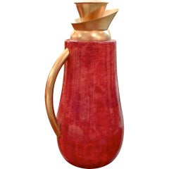 Aldo Tura Tomato Red Lacquered Goatskin Carafe 5