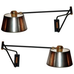 *HOLD* Pair of Lunel Swing Arm Wall Sconces with Gunmetal Shades