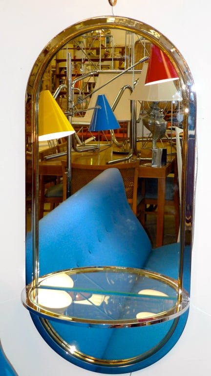 Pace Collection Racetrack Wall Mirror w/ Demilune Console Shelf