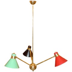 Italian 1950
s Tri-Color Three Arm Chandelier