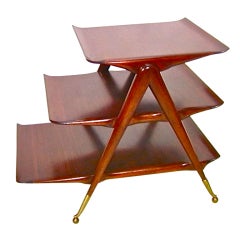 Sculptural Italian 1950s Three Tier Side Table or Magazine Stand