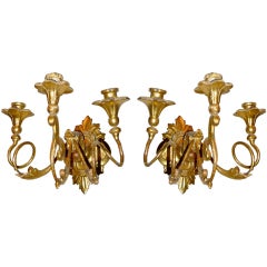 Pair of Period Baroque Venetian Giltwood Sconces