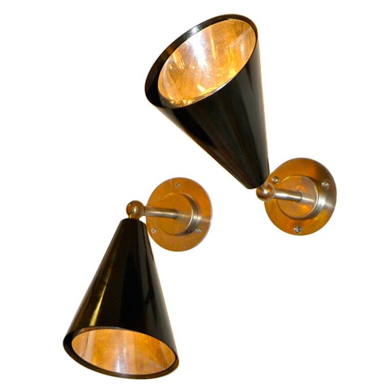 SS Ausonia Italian Ocean Liner '1956' Articulating Conical Sconces, 12 Available
