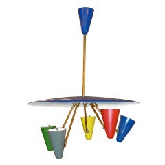1950's Italian Canopied 5 Arm Pendant by Stilnovo 5