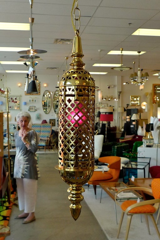 Mid-20th Century Solid Brass Harem Pendant Lantern For Sale