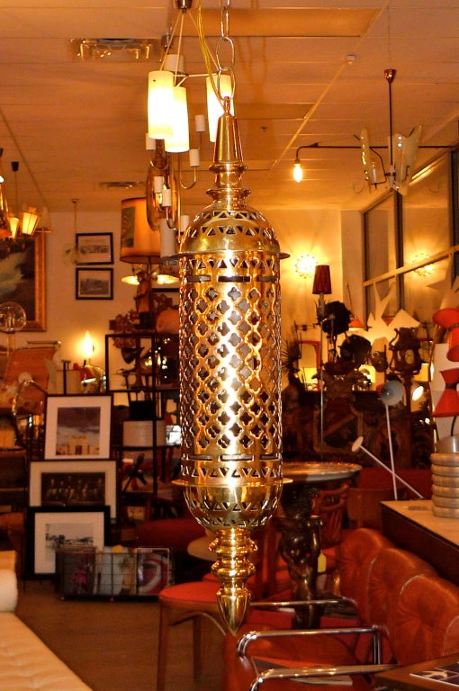 Solid Brass Harem Pendant Lantern For Sale 5