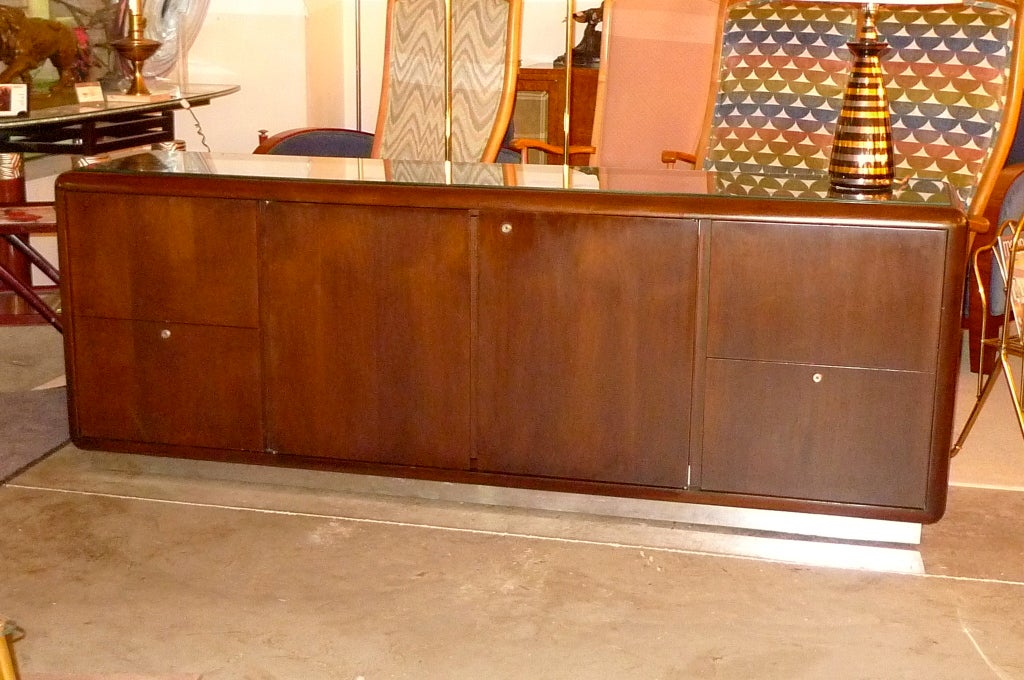 Late 20th Century Walnut Credenza with Chrome Base from Astro Series by Gianni Designs for OSI 