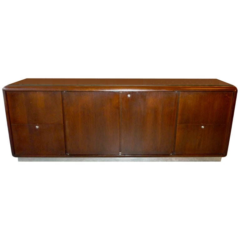Walnut Credenza with Chrome Base from Astro Series by Gianni Designs for OSI 