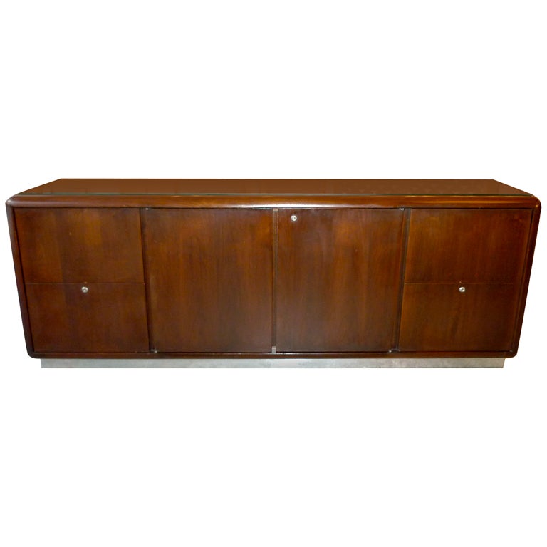 Walnut Credenza with Chrome Base from Astro Series by Gianni Designs for OSI