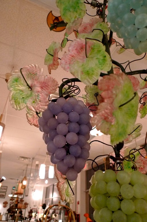 Italian Cesare Toso Murano Glass Grape Vine Chandelier (2) For Sale