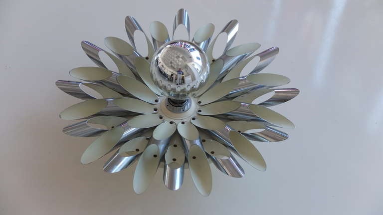 Polished Aluminum Dandelion Flush Mount In Good Condition In Hanover, MA