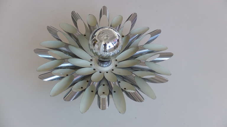 Mid-20th Century Polished Aluminum Dandelion Flush Mount