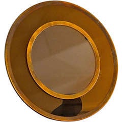 Vintage Brass & Smoked Lucite Round Frame