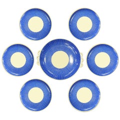 Blau-weißes Keramik-Dessert-Set von Pucci Umbertide