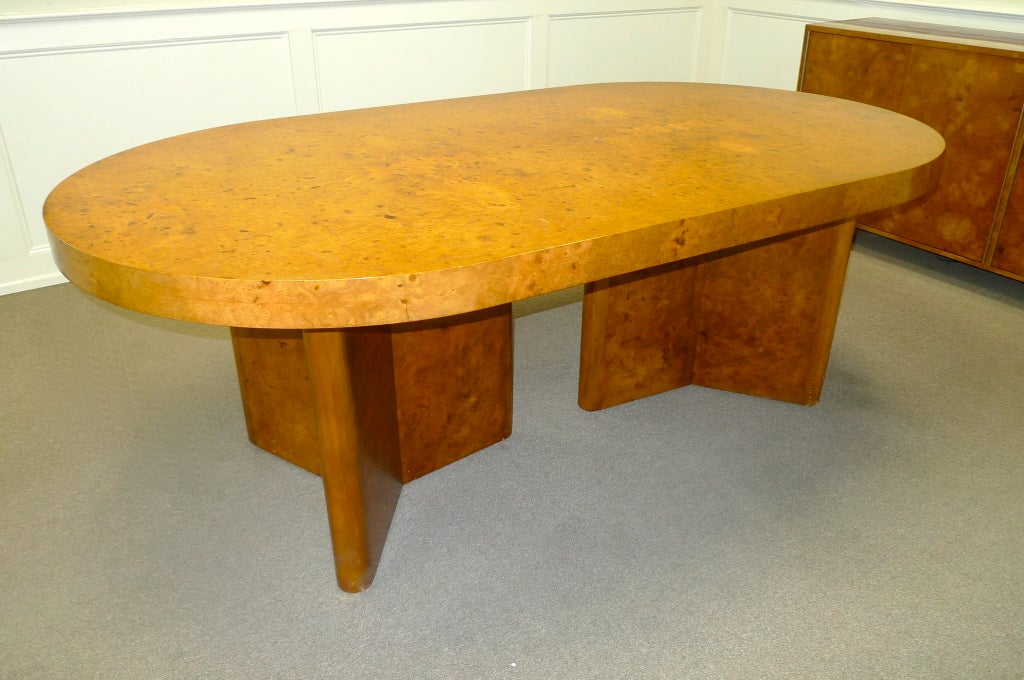 Late 20th Century Burl Racetrack Dining Table by Ernest C. Masi