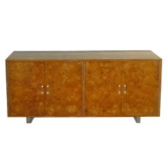 Exotic Burl Wood Sideboard with Chrome Legs & Lucite Handles