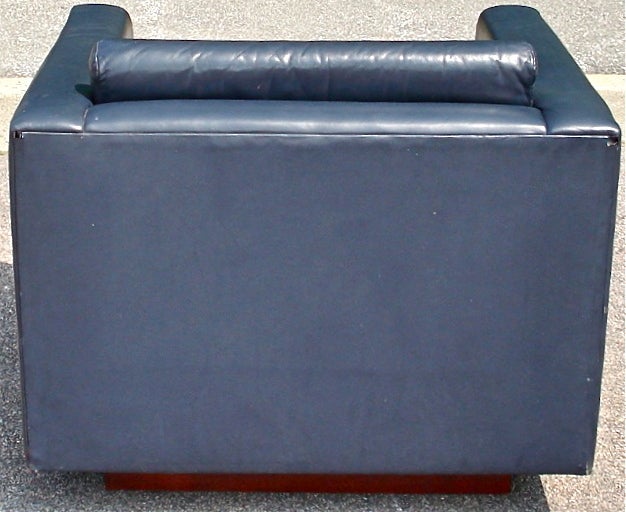 Milo Baughman Cube Chair with Mahogany Plinth 1