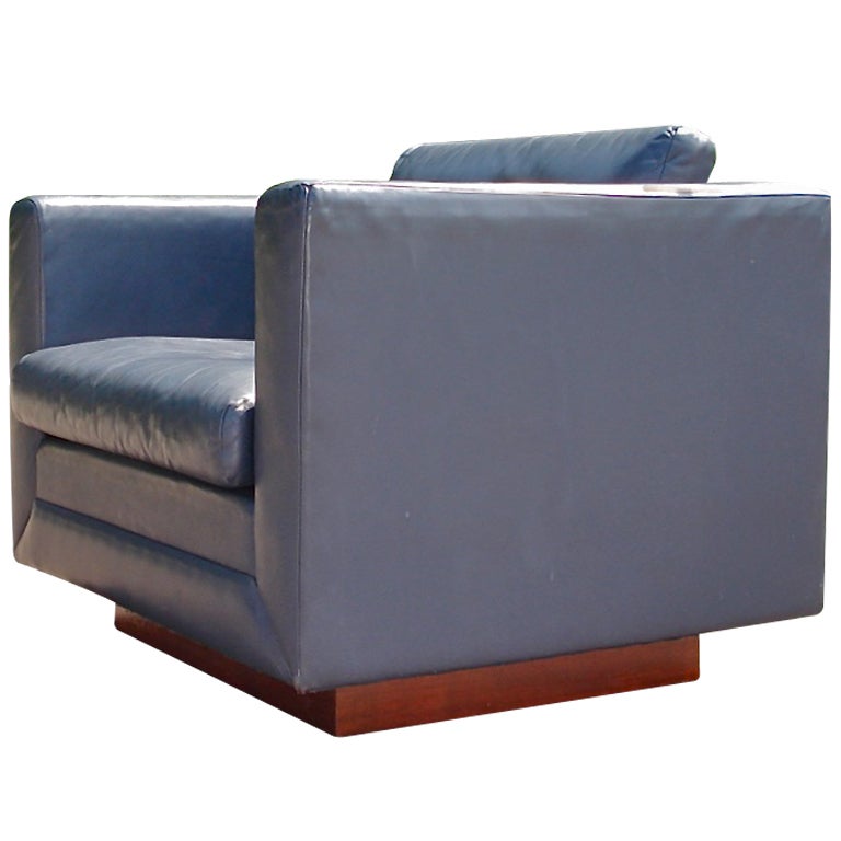 Milo Baughman Cube Chair with Mahogany Plinth