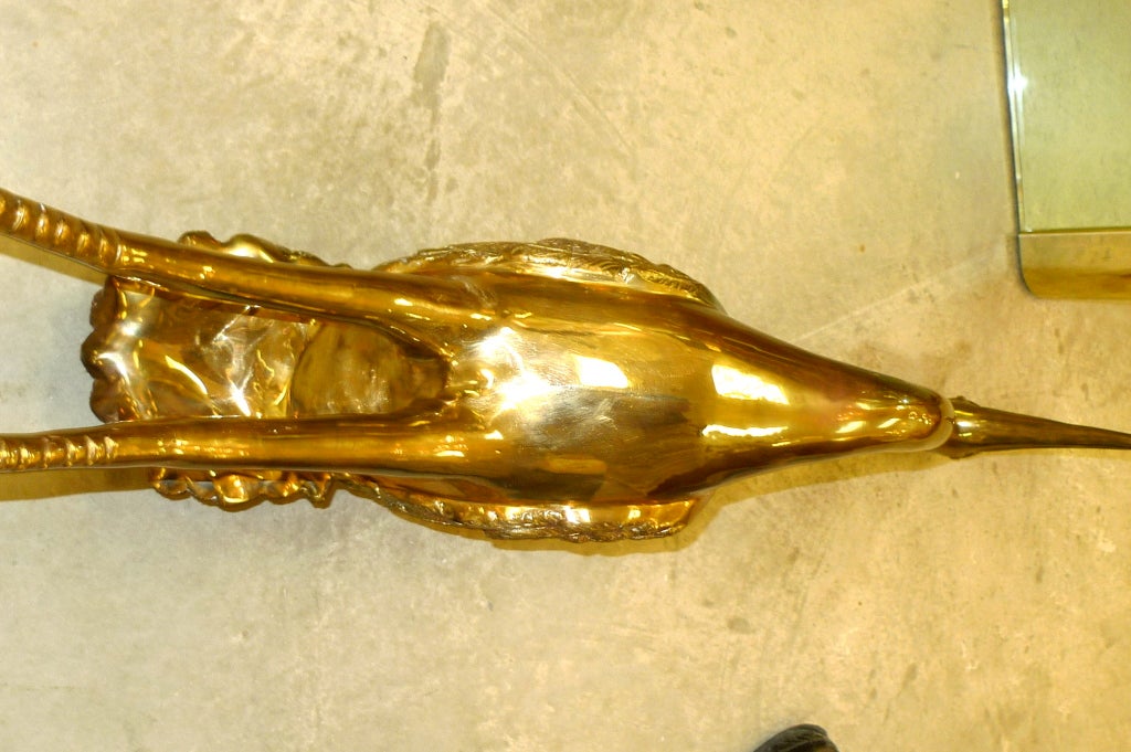 Tall Brass Heron Standing Floor Sculpture 2