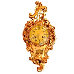 Swedish Gilt Wood Cartel Clock