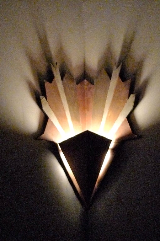 1940's American Art Deco Metal Corner Sconce For Sale 5