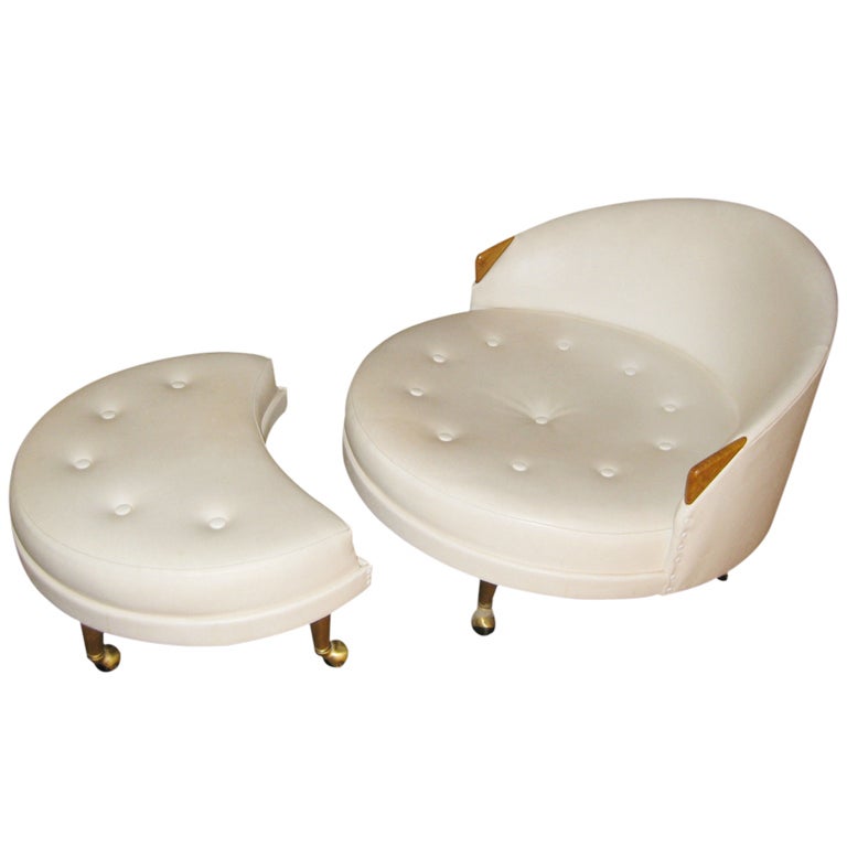 Adrian Pearsall Round Chaise & Ottoman on Casters