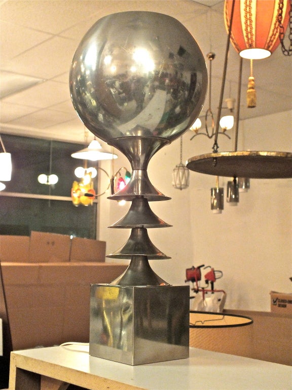 Mid-20th Century Aluminum Modernist French Table Lamp