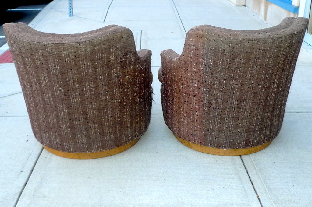 Mid-20th Century Pair of Revolving Television Chairs by Edward Wormley for Dunbar