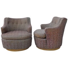 Pair of Revolving Television Chairs by Edward Wormley for Dunbar