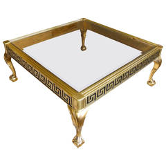Solid Brass and Tinted Glass Square Cocktail Table