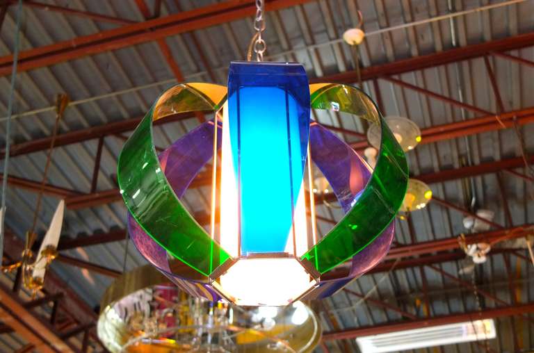Mid-Century Modern Lightolier Multi-Color Acrylic Sphere Pendant