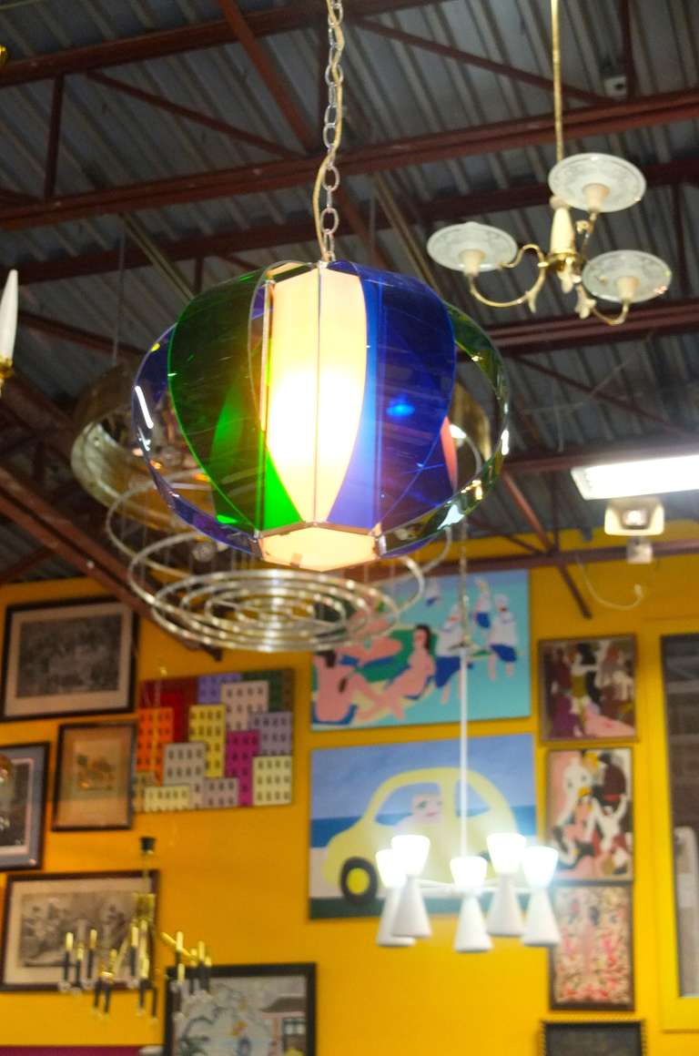 Lightolier Multi-Color Acrylic Sphere Pendant In Excellent Condition In Hanover, MA