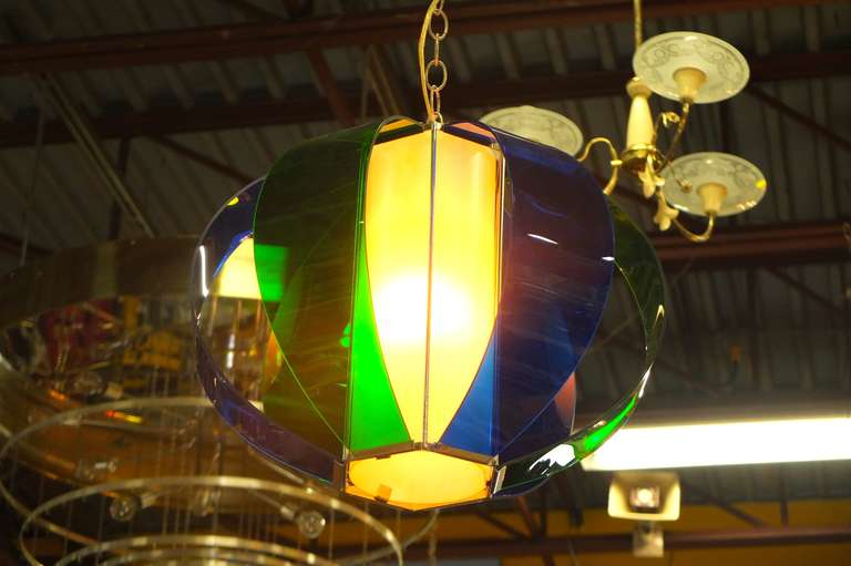 Mid-20th Century Lightolier Multi-Color Acrylic Sphere Pendant