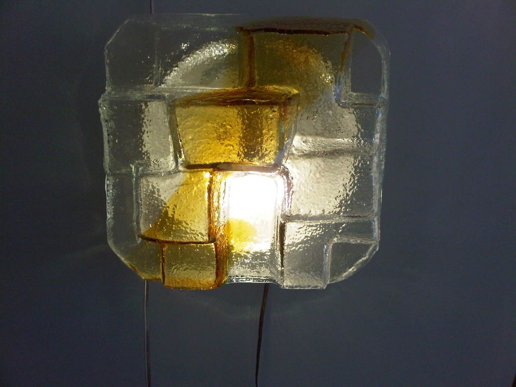 Italian Mazzega Murano Textured Glass Ceiling or Wall-Mounted Lights For Sale